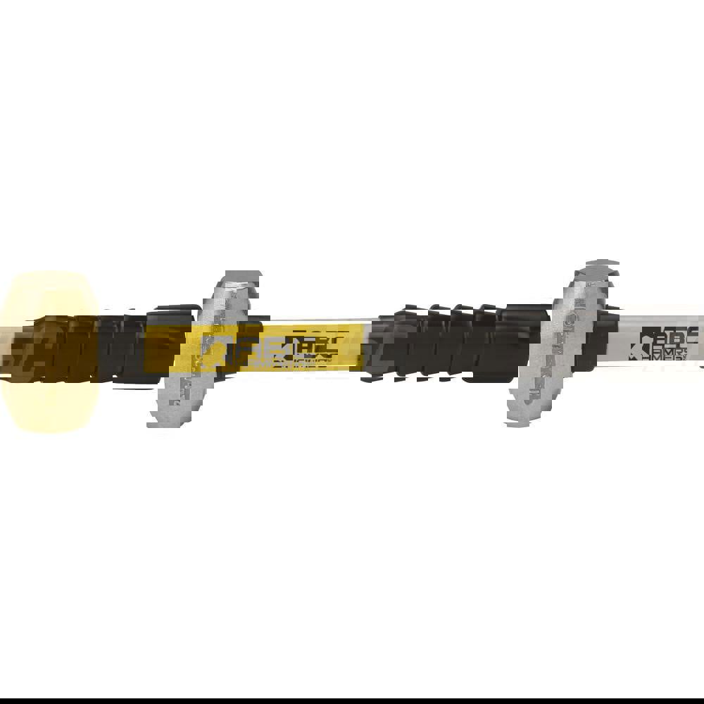 2 lb Brass Striking Hammer, Non-Sparking, Non-Marring 1 1/2 Face Diam, 3 Head Length, 14 OAL, 12 Fiberglass Handle, Double Faced